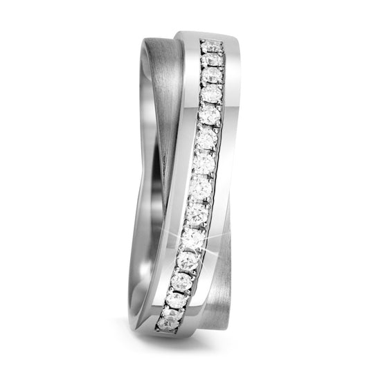 Partnerring 750/18 K Weissgold Diamant 0.15 ct, 15 Steine, tw-vsi