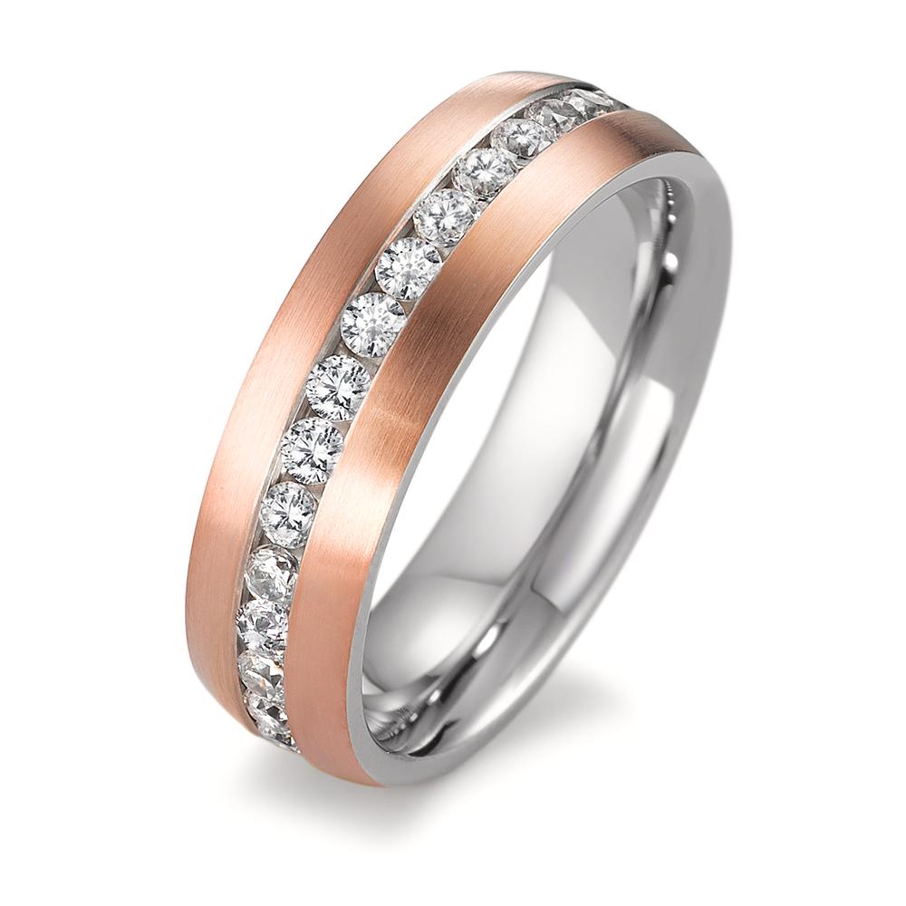 Memory Ring Edelstahl Zirkonia rosé PVD beschichtet