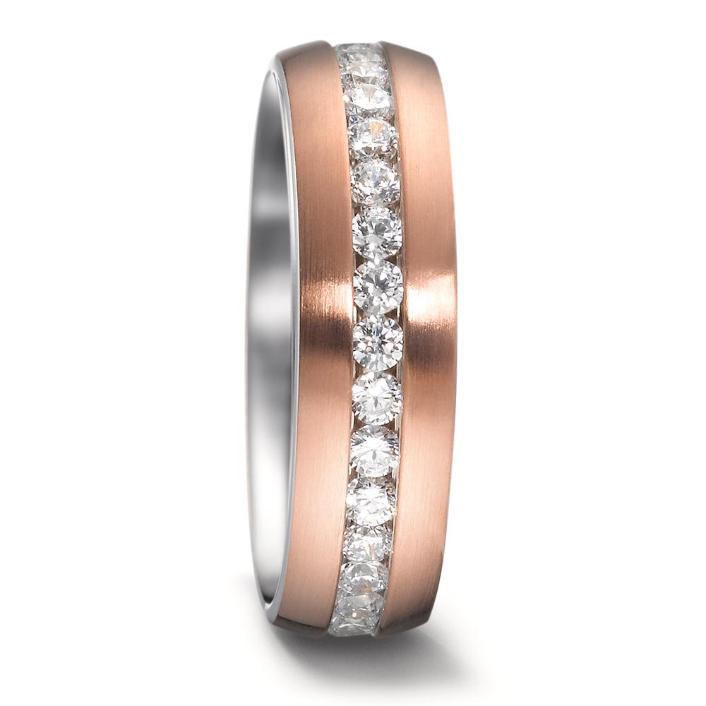 Memory Ring Edelstahl Zirkonia rosé PVD beschichtet