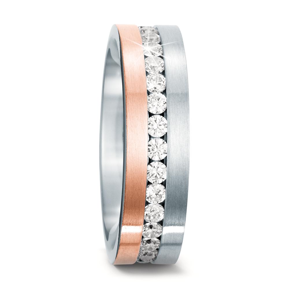 Memory Ring Edelstahl Zirkonia rosé PVD beschichtet