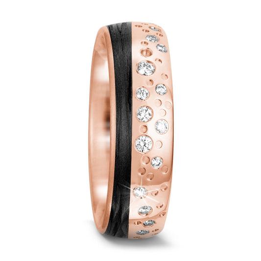 Partnerring 585/14 K Rosegold, Carbon Diamant 0.156 ct, 20 Steine, tw-si