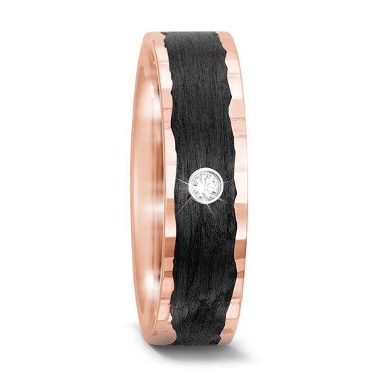 Partnerring 585/14 K Rosegold, Carbon Diamant 0.02 ct, tw-si