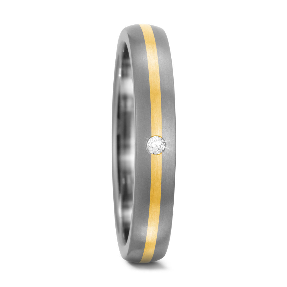 Partnerring Titan, 750/18 K Gelbgold Diamant 0.02 ct