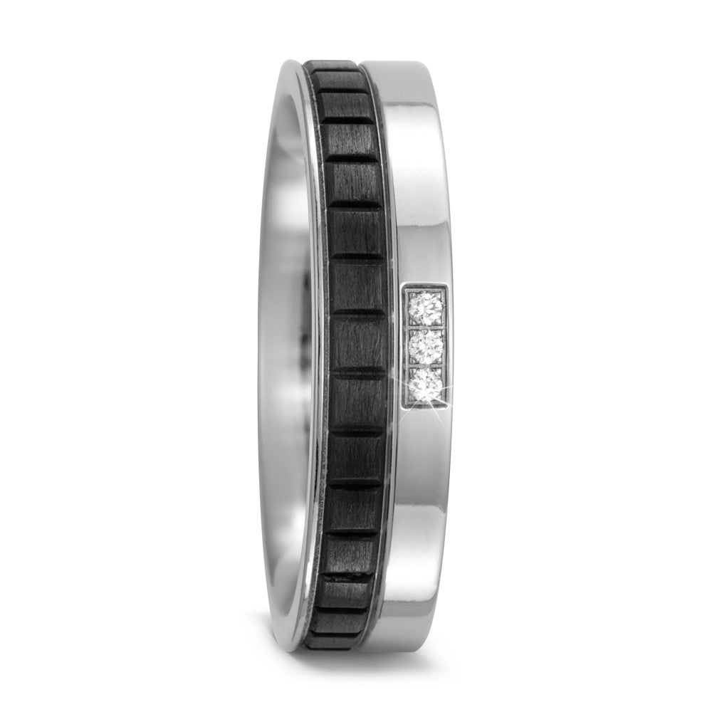 Partnerring Titan, Carbon Diamant 0.03 ct, 3 Steine, w-si