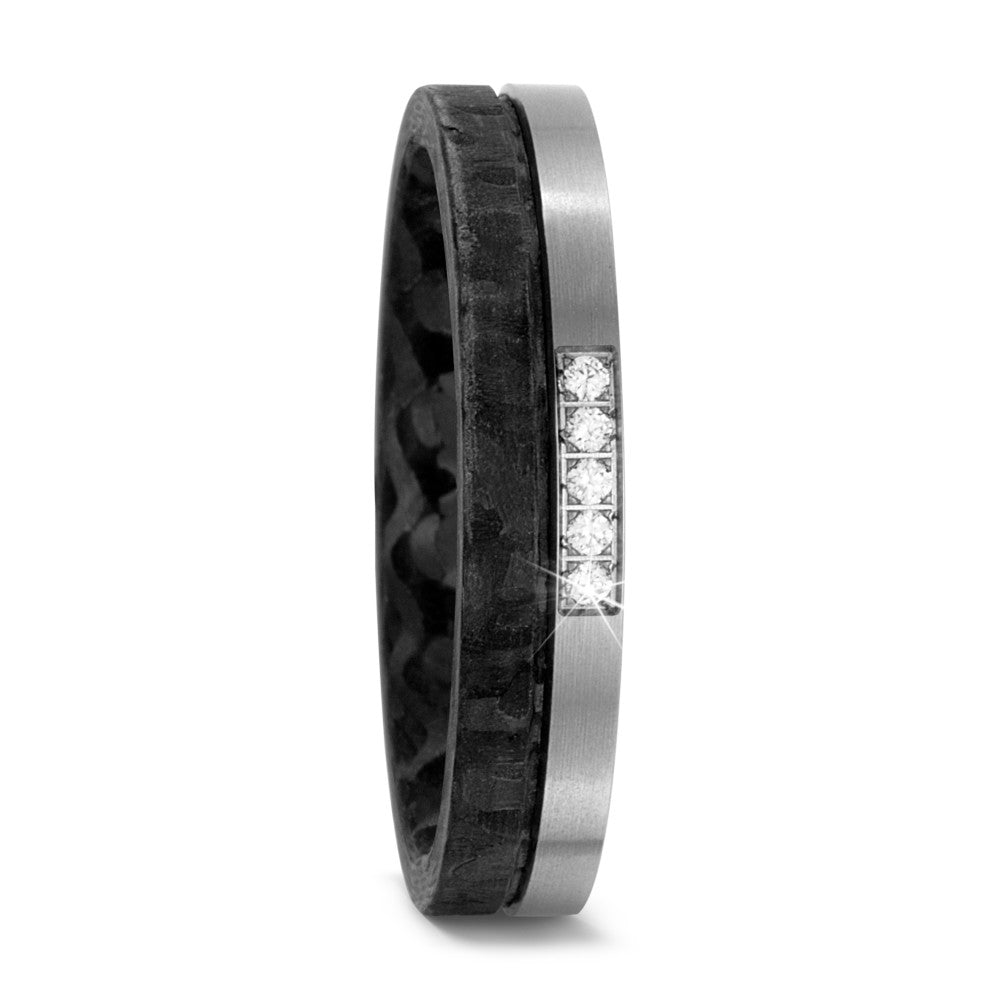 Partnerring Titan, Carbon Diamant 0.05 ct, 5 Steine, w-si