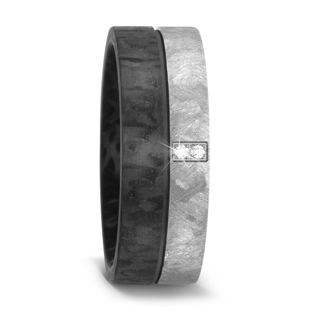 Partnerring Titan, Carbon Diamant 0.02 ct, 2 Steine, w-si