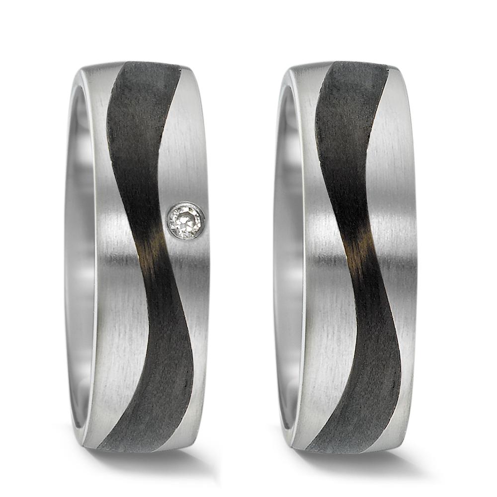 Partnerring Edelstahl, Carbon Zirkonia