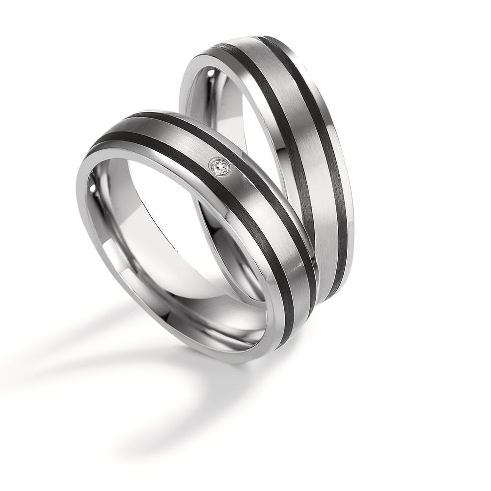 Partnerring Edelstahl, Carbon Zirkonia