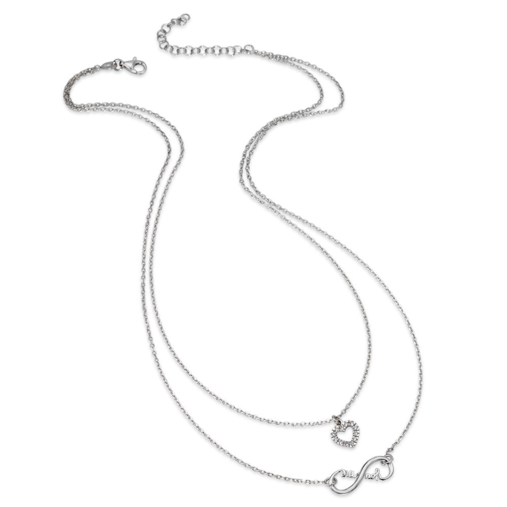 Collier Silber Zirkonia 12 Steine rhodiniert Herz verstellbar