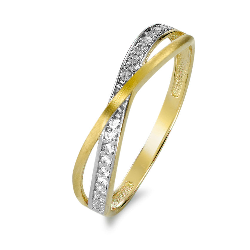 Fingerring 375/9 K Gelbgold Zirkonia 20 Steine