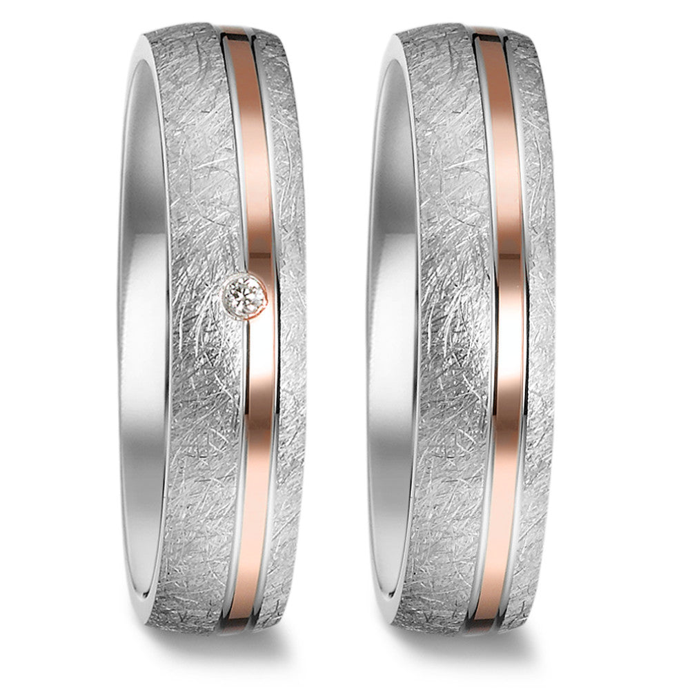 Partnerring Silber Zirkonia rosé vergoldet