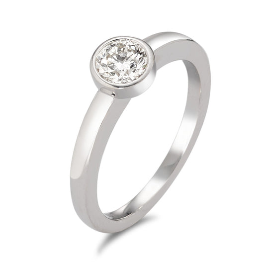 Solitär Ring 750/18 K Weissgold Diamant 0.50 ct, tw-si, GIA Ø6 mm