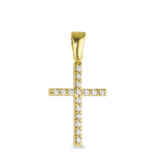 Anhänger 750/18 K Gelbgold Zirkonia 16 Steine Kreuz