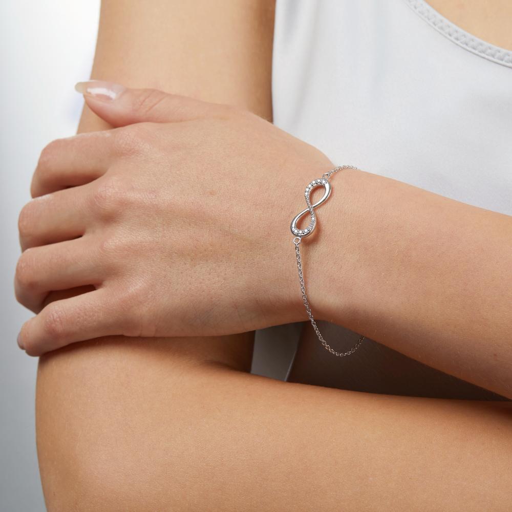 Armband Silber Zirkonia 12 Steine rhodiniert Infinity verstellbar