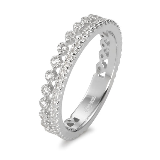 Fingerring Silber Zirkonia 21 Steine rhodiniert