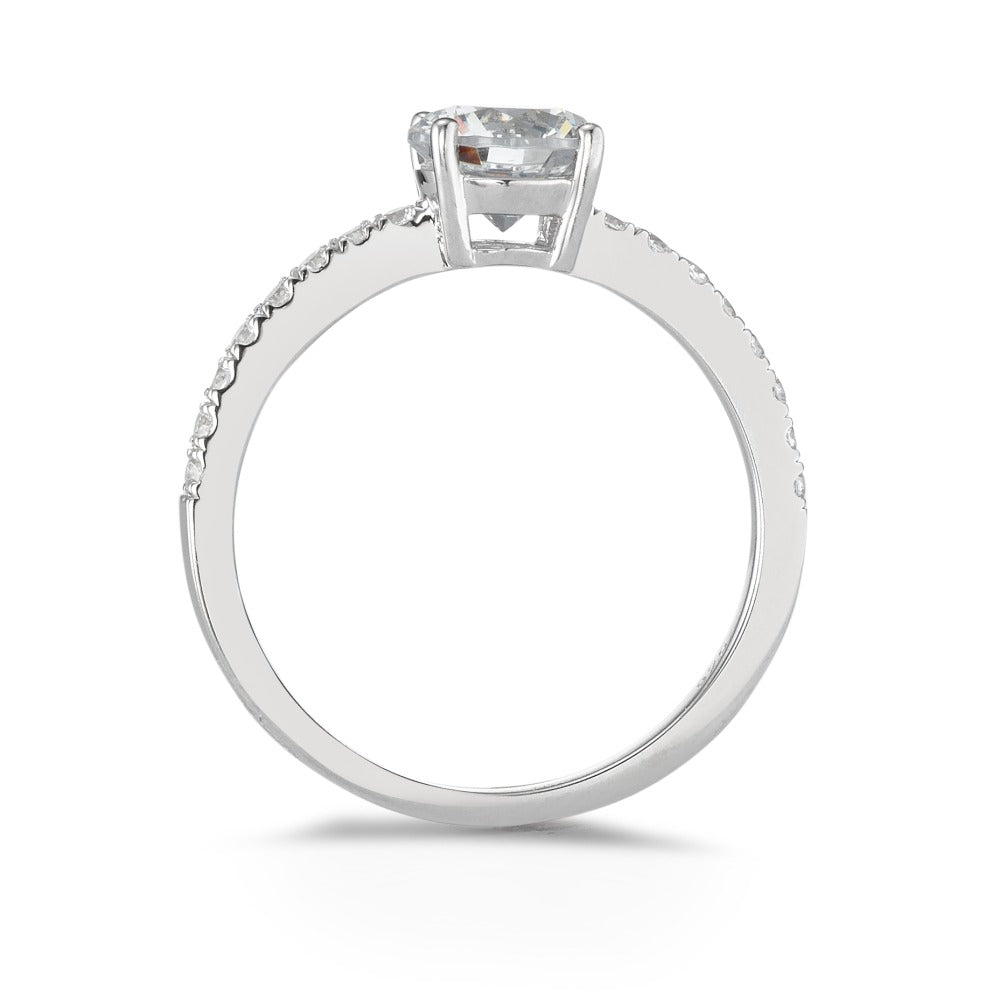 Solitär Ring Silber Zirkonia 17 Steine rhodiniert Ø6.5 mm