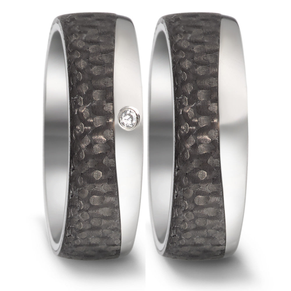 Partnerring Edelstahl, Carbon Zirkonia