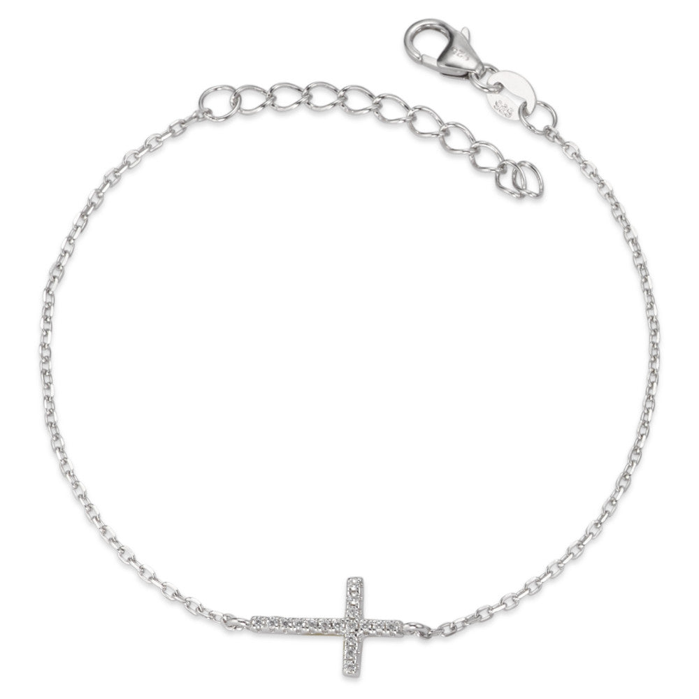 Armband Silber Zirkonia rhodiniert Kreuz verstellbar