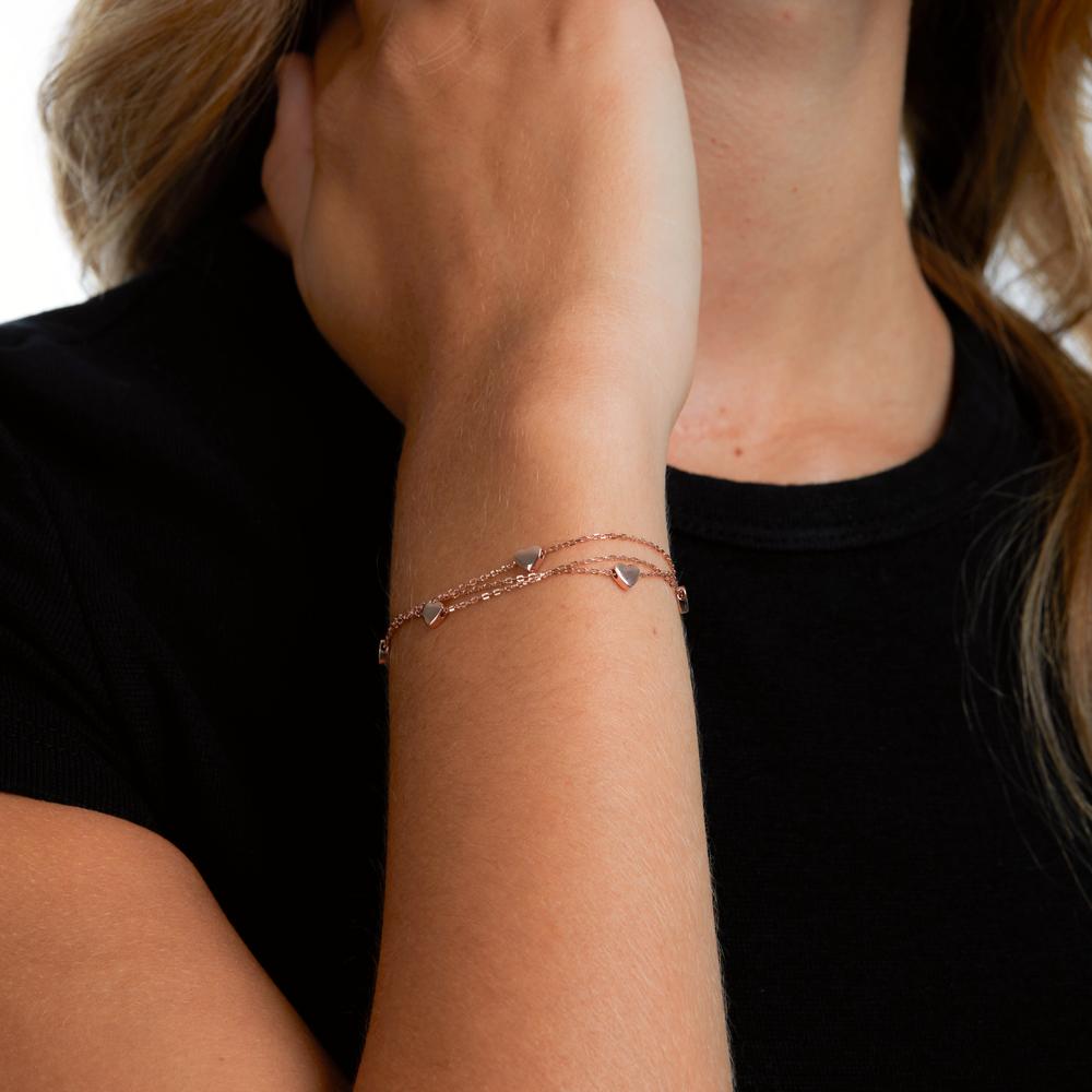 Armband Silber rosé vergoldet Herz verstellbar