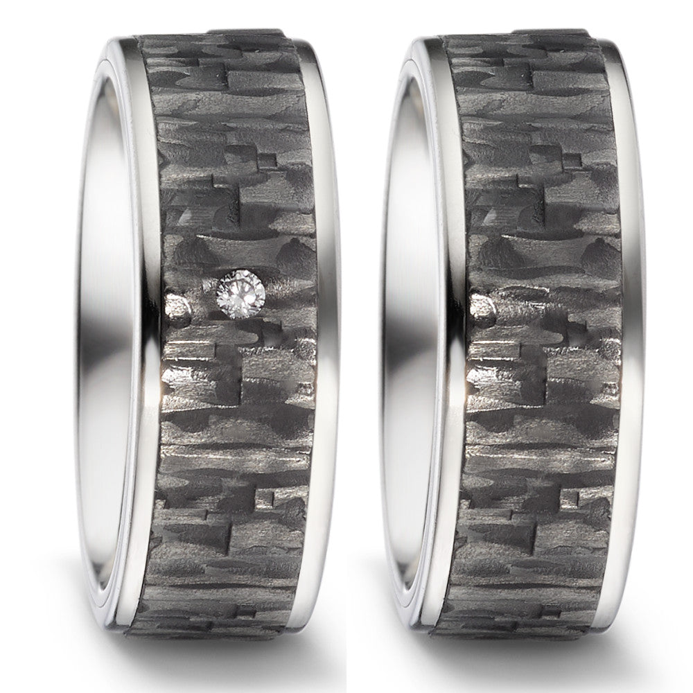 Partnerring Titan, Carbon Diamant 0.03 ct, w-si