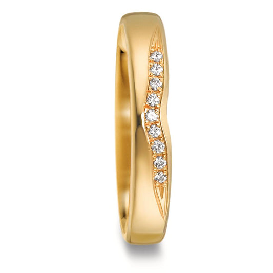 Partnerring 750/18 K Gelbgold Diamant 0.045 ct, 9 Steine, tw-vsi