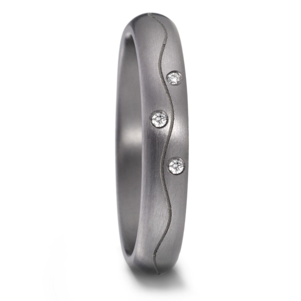 Partnerring aus Tantal mit Diamant 0.03 ct und feinmattierter Oberfläche