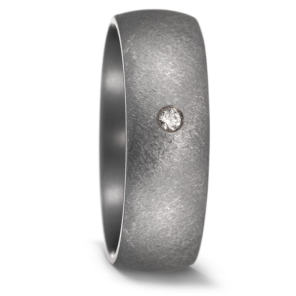 Partnerring aus Tantal mit Diamant 0.03 ct und fein diamantierter Oberfläche