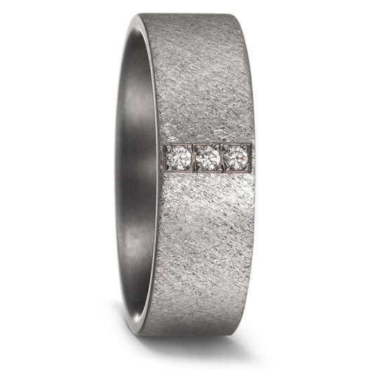 Partnerring 999 Tantal Diamant 0.06 ct, 3 Steine, w-si