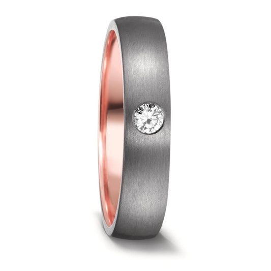 Partnerring 999 Tantal, 585/14 K Rosegold Diamant 0.10 ct, w-si