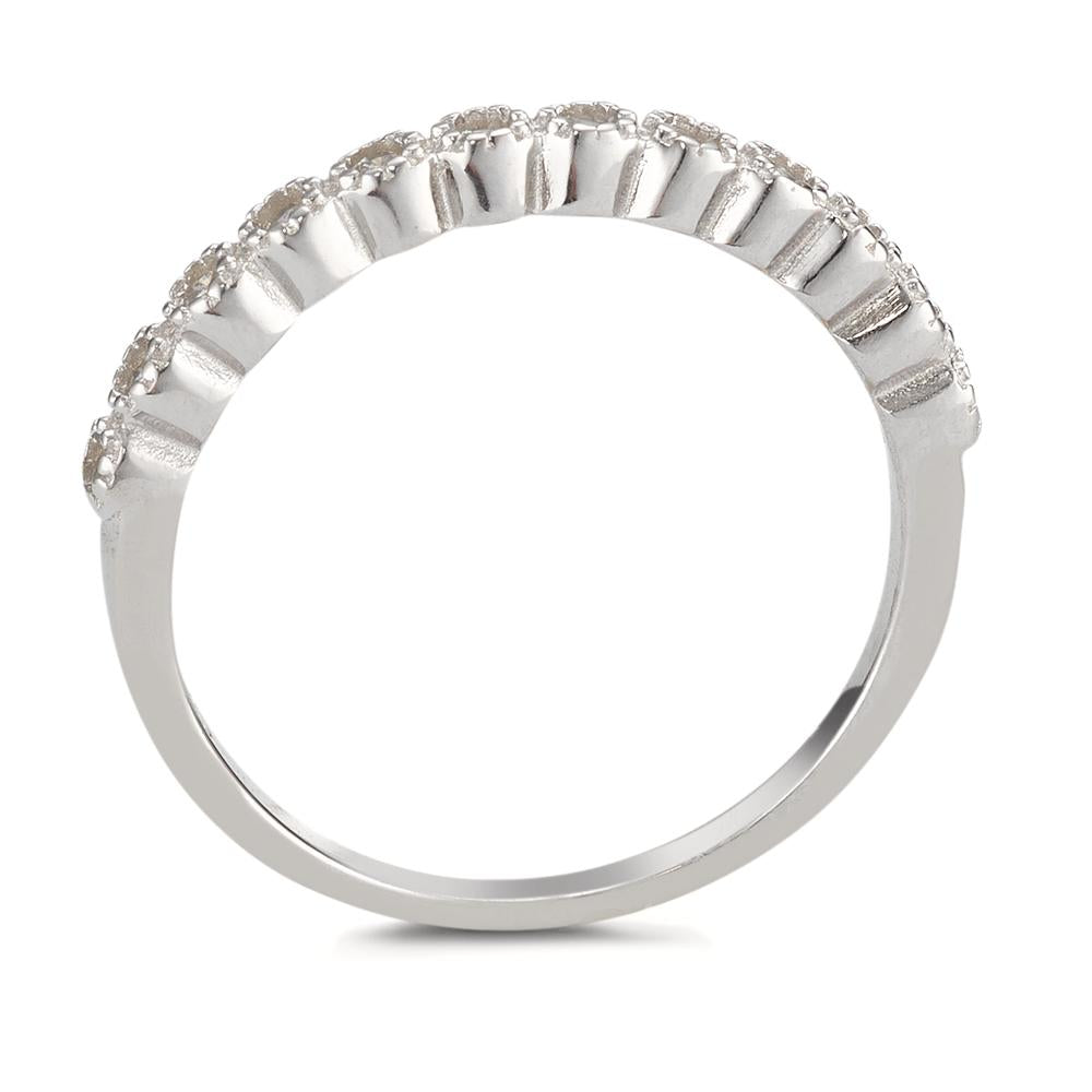 Memory Ring Silber Zirkonia 12 Steine rhodiniert