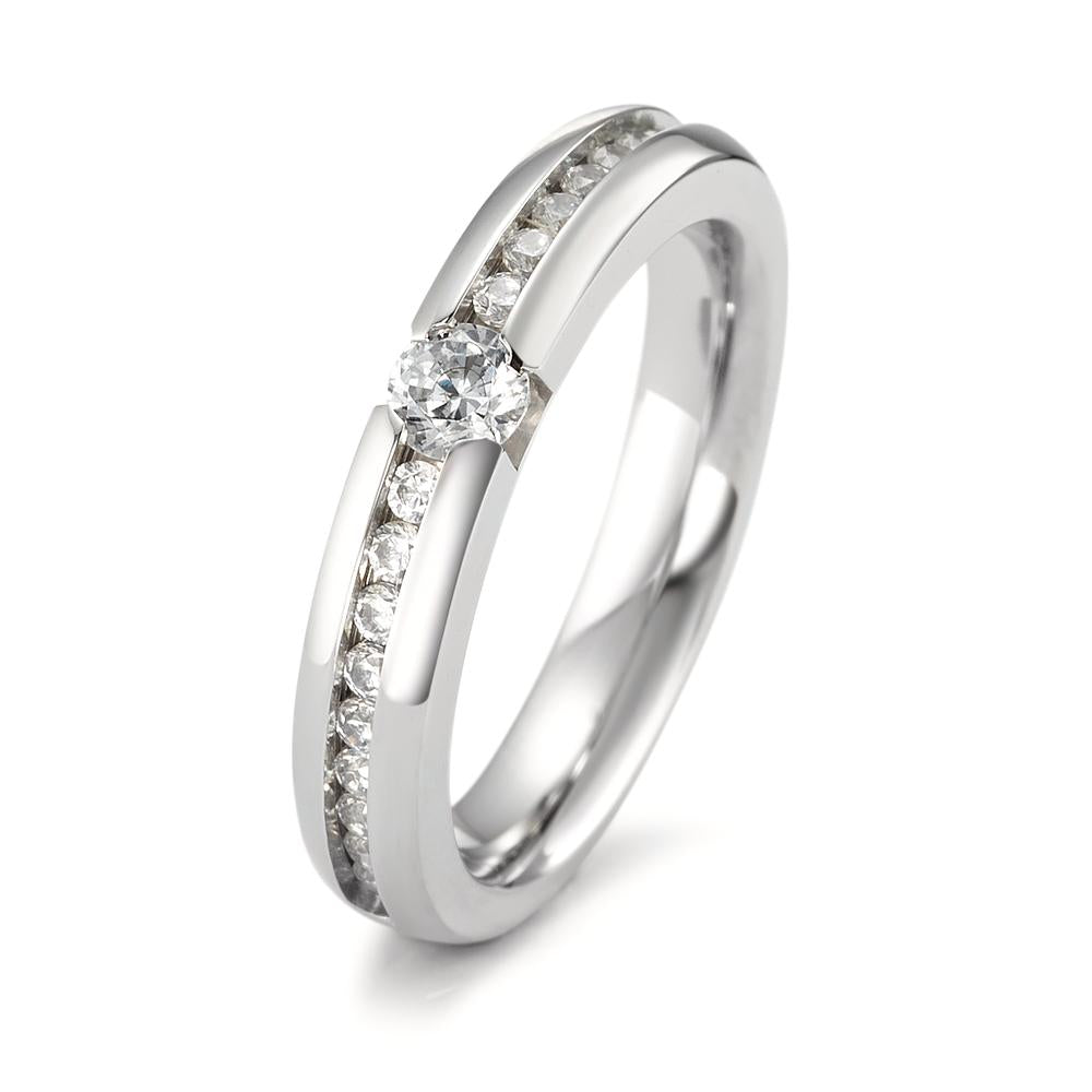 Memory Ring Edelstahl Zirkonia 17 Steine