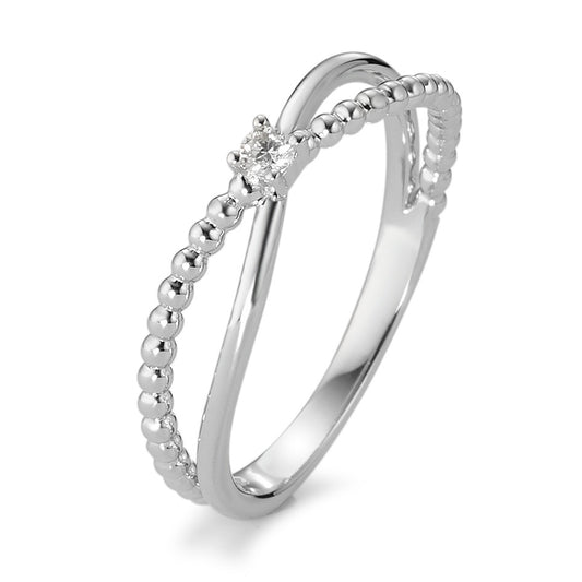 Fingerring 750/18 K Weissgold Diamant weiss, 0.04 ct, Brillantschliff, w-si