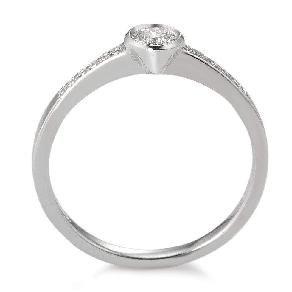 Solitär Ring 750/18 K Weissgold Diamant weiss, 0.22 ct, 11 Steine, Brillantschliff, w-si Ø4.5 mm