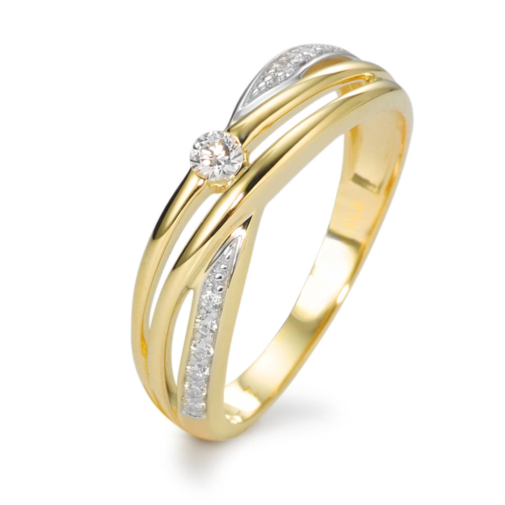 Fingerring 375/9 K Gelbgold Zirkonia weiss, 13 Steine