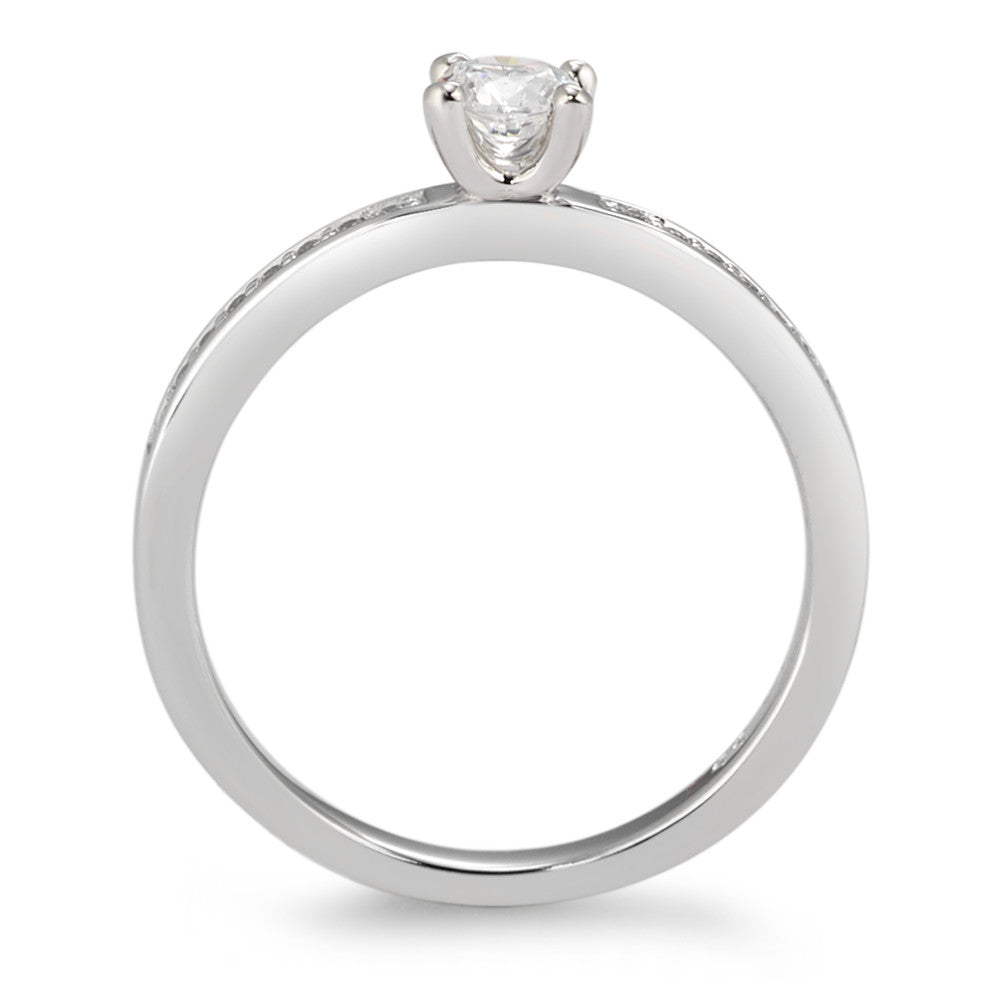 Solitär Ring 375/9 K Weissgold Zirkonia weiss, 17 Steine