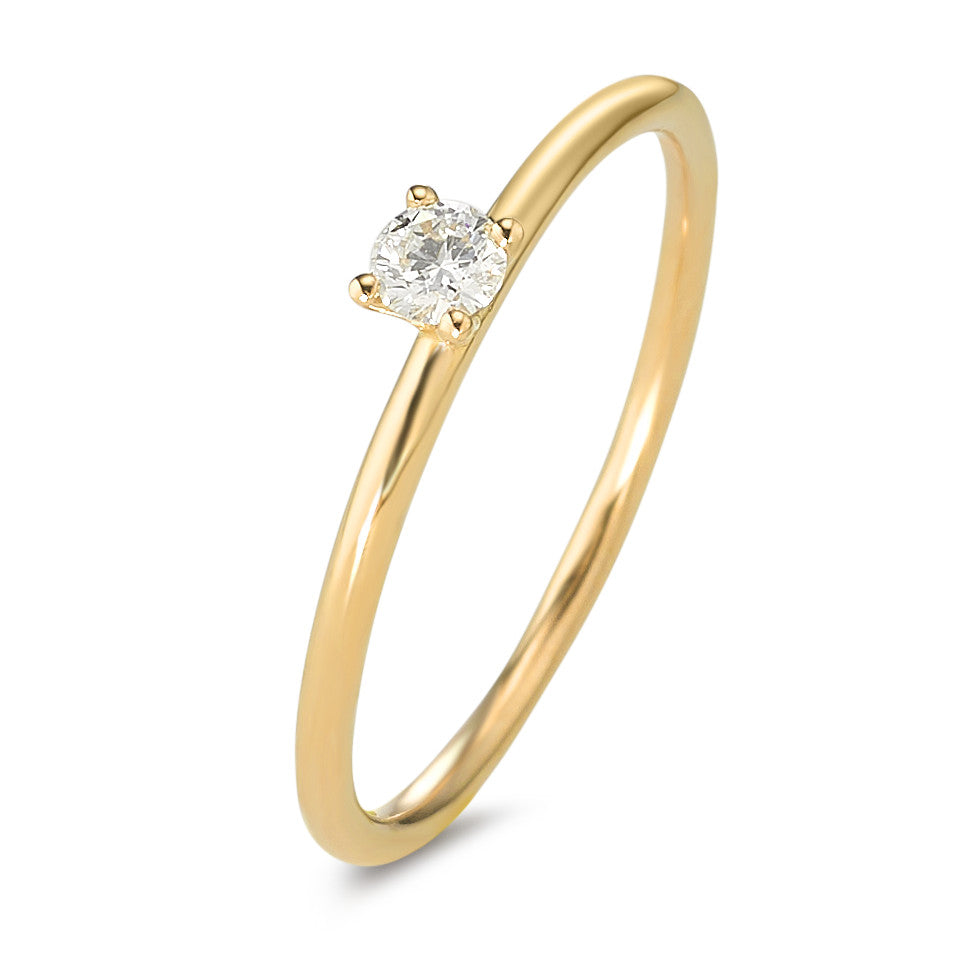 Solitär Ring 750/18 K Gelbgold Diamant 0.10 ct, w-si