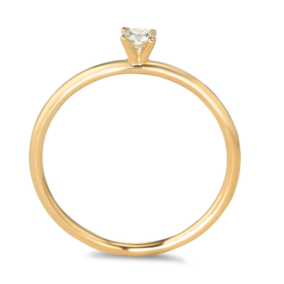 Solitär Ring 750/18 K Gelbgold Diamant 0.10 ct, w-si