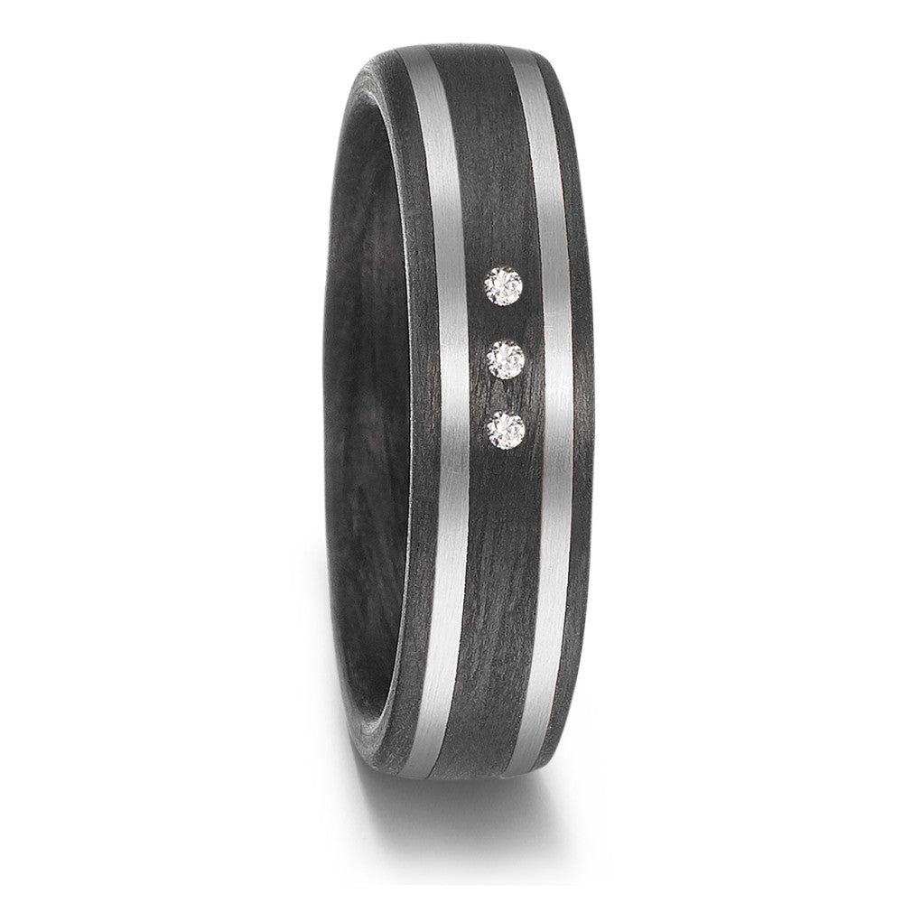 Partnerring 500 Palladium, Carbon Diamant 0.03 ct, 3 Steine