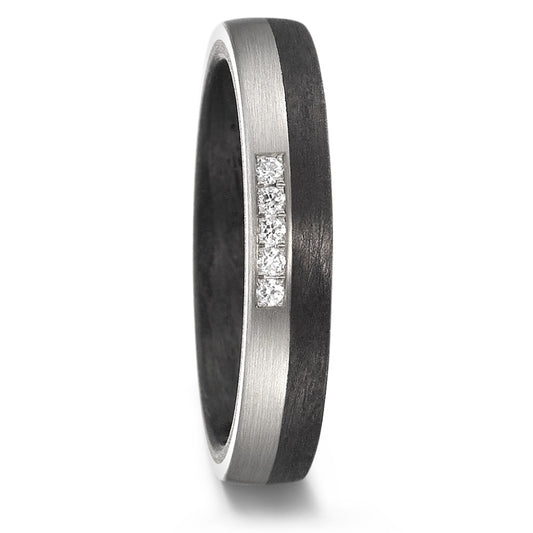 Partnerring 500 Palladium, Carbon Diamant 0.05 ct, 5 Steine