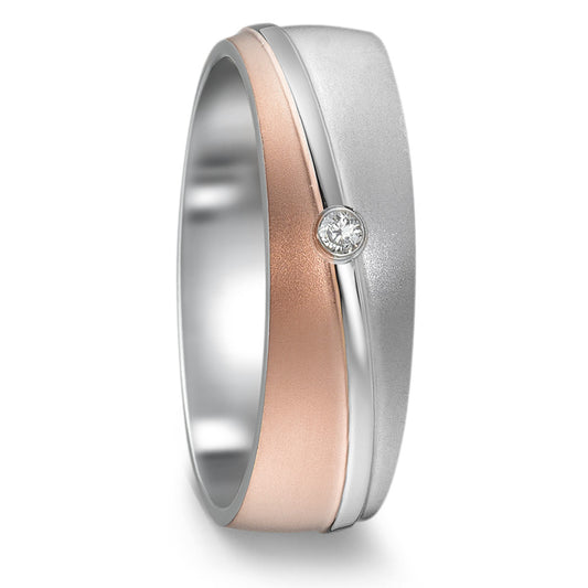 Partnerring Edelstahl Zirkonia rosé IP beschichtet