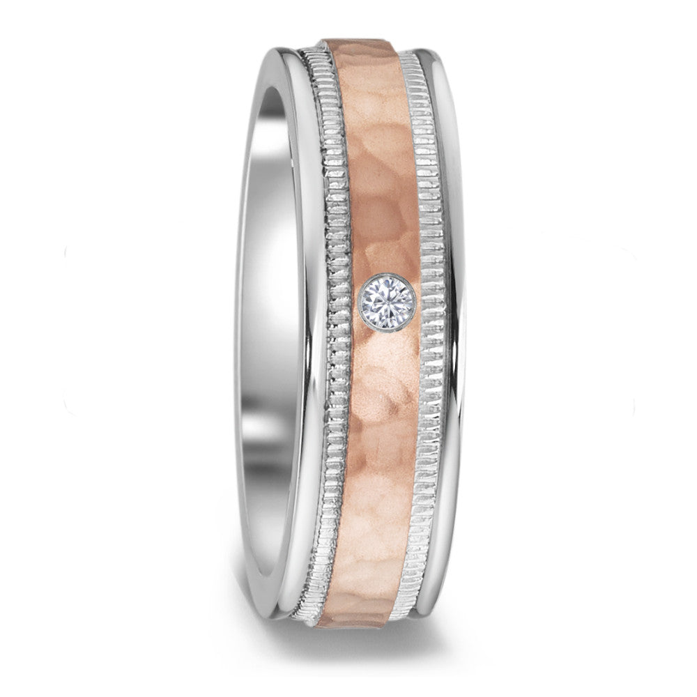 Partnerring Edelstahl Zirkonia rosé IP beschichtet