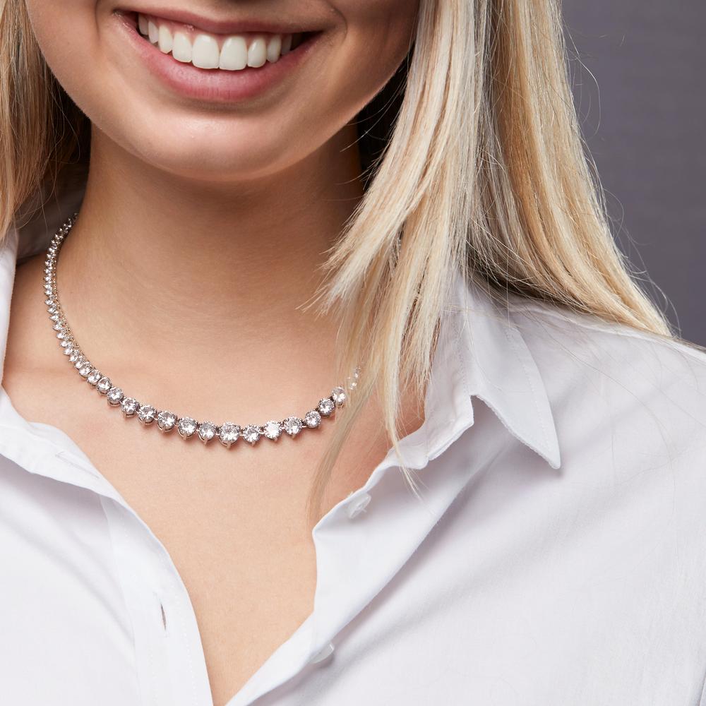 Collier Silber Zirkonia rhodiniert