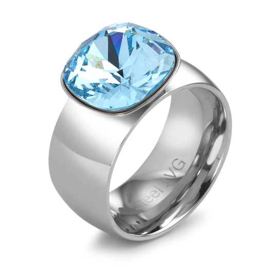 Fingerring Edelstahl Zirkonia aqua Ø13 mm