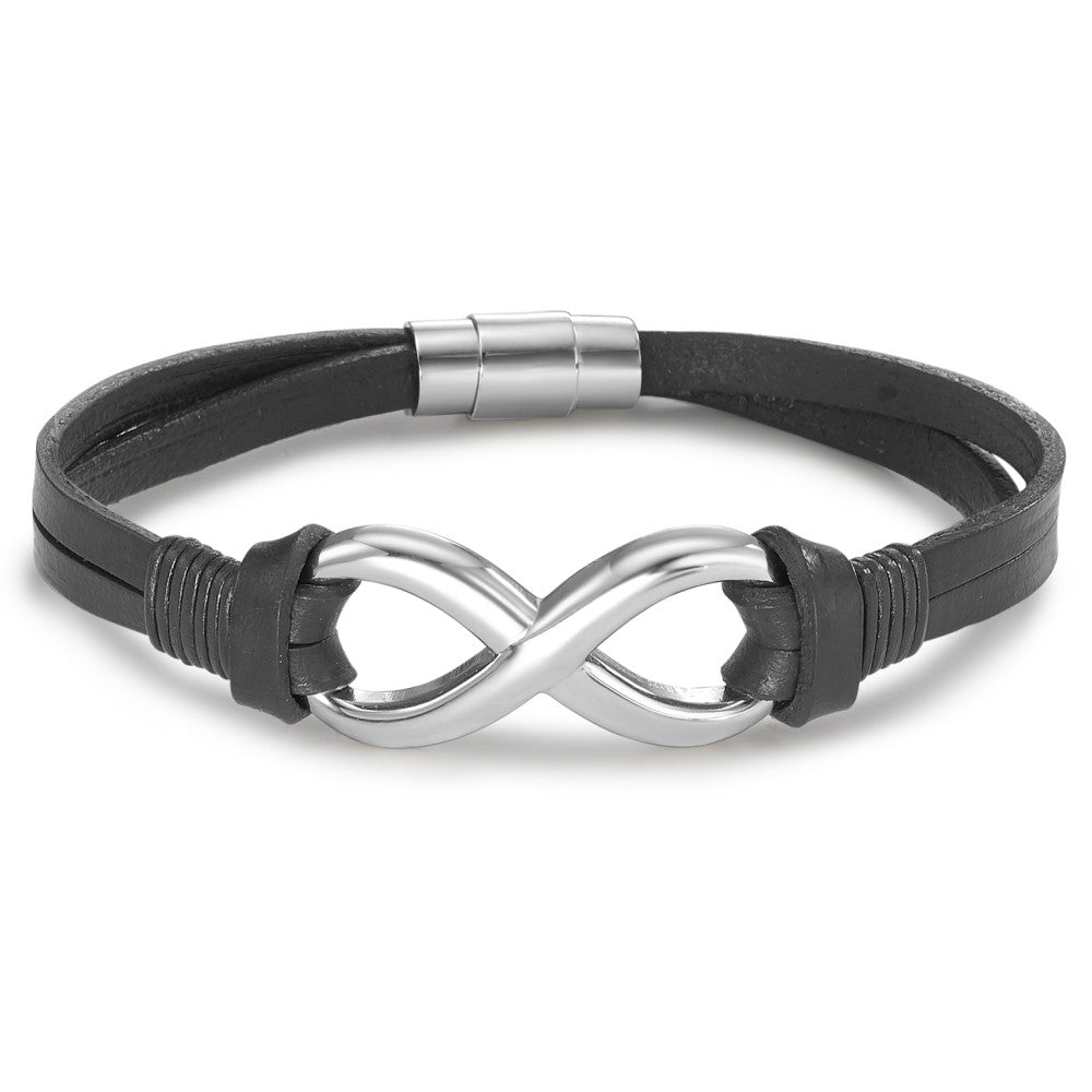 Armband Leder, Edelstahl Infinity