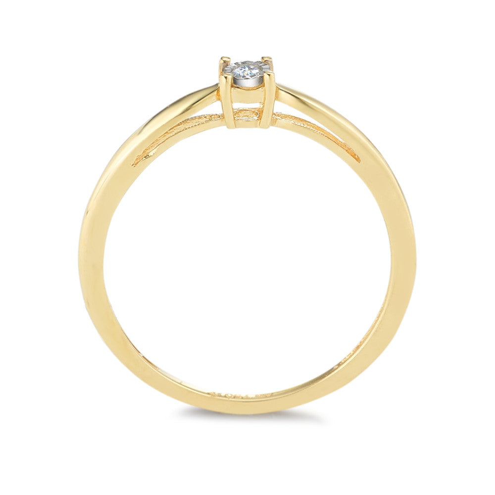 Solitär Ring 750/18 K Gelbgold Diamant 0.03 ct, w-pi2