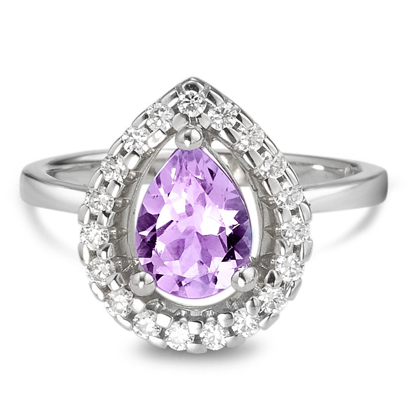 Fingerring Silber Amethyst, Zirkonia rhodiniert