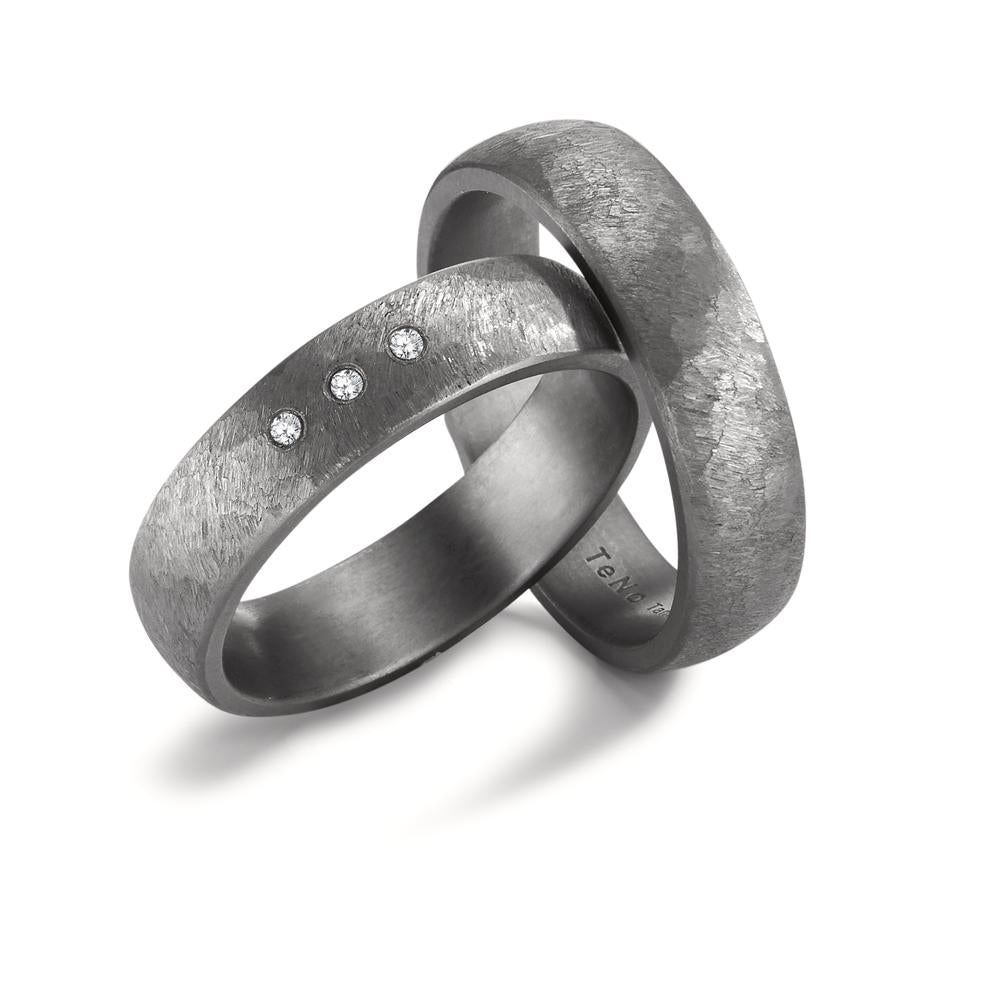 Partnerring 999 Tantal Diamant 0.03 ct, 3 Steine, w-si