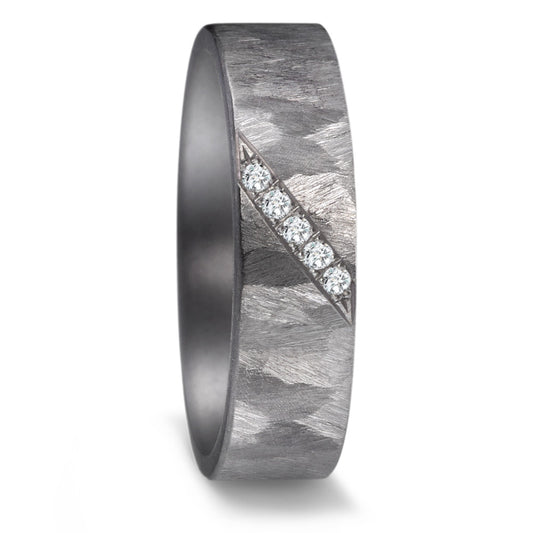 Partnerring 999 Tantal Diamant 0.05 ct, 5 Steine, w-si