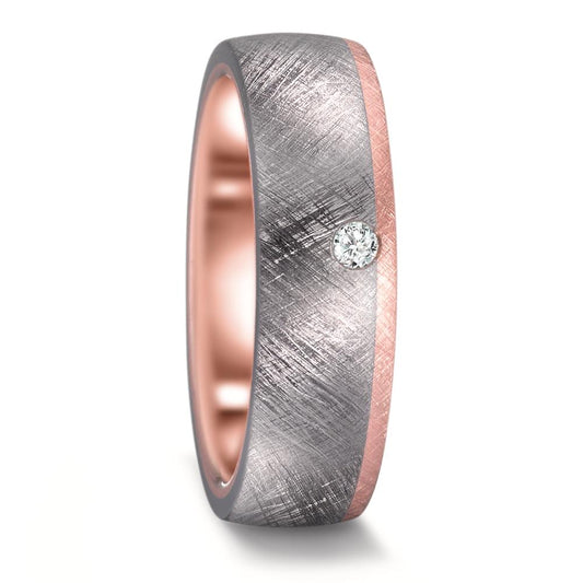 Partnerring 999 Tantal, 585/14 K Rosegold Diamant 0.03 ct, w-si