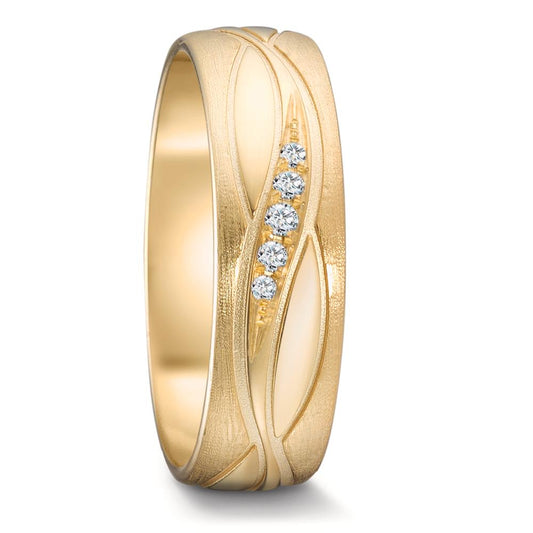 Partnerring 750/18 K Gelbgold Diamant 0.129 ct, 15 Steine, tw-si